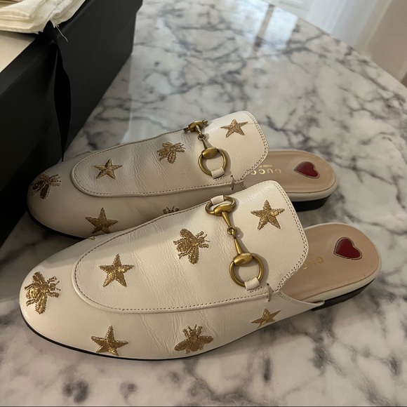Gucci Princetown Leather Slide Quentin Mystic White Embroidered - Picture 8 of 16